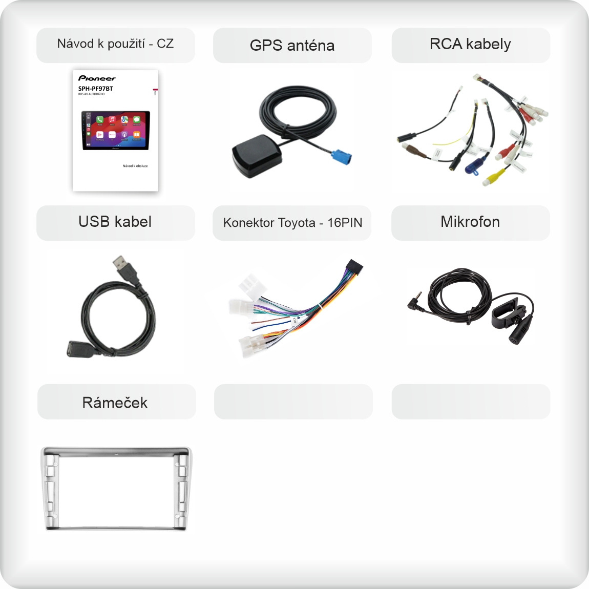 CZ příslušenství pro autorádio Pioneer SPH - PF97BT pro Toyota Avensis T250 carplay a android auto evtech_cz